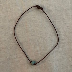 Y2K Leather and Stone Necklace
